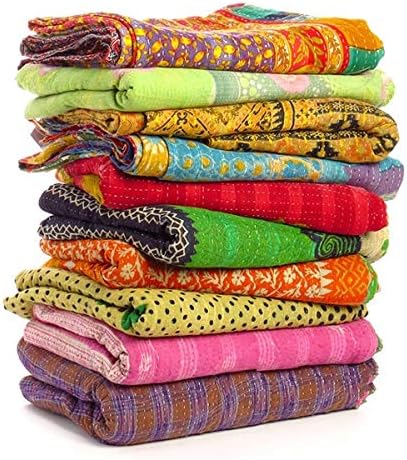 DIYANA IMPEXWholesale Mix lot Tribal Kantha Quilts Vintage Cotton Bed Cover Sari Throw Old Assorted Patches Rally (3)