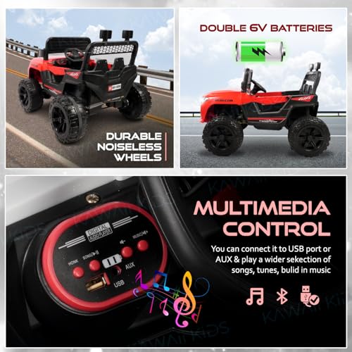 Image of Kawaii Kids Battery Operated Electric Car for Kids Rideon Jeep with Remote Control, USB, Bluetooth and Windshield Lighting, for Kids 1 to 5 Years