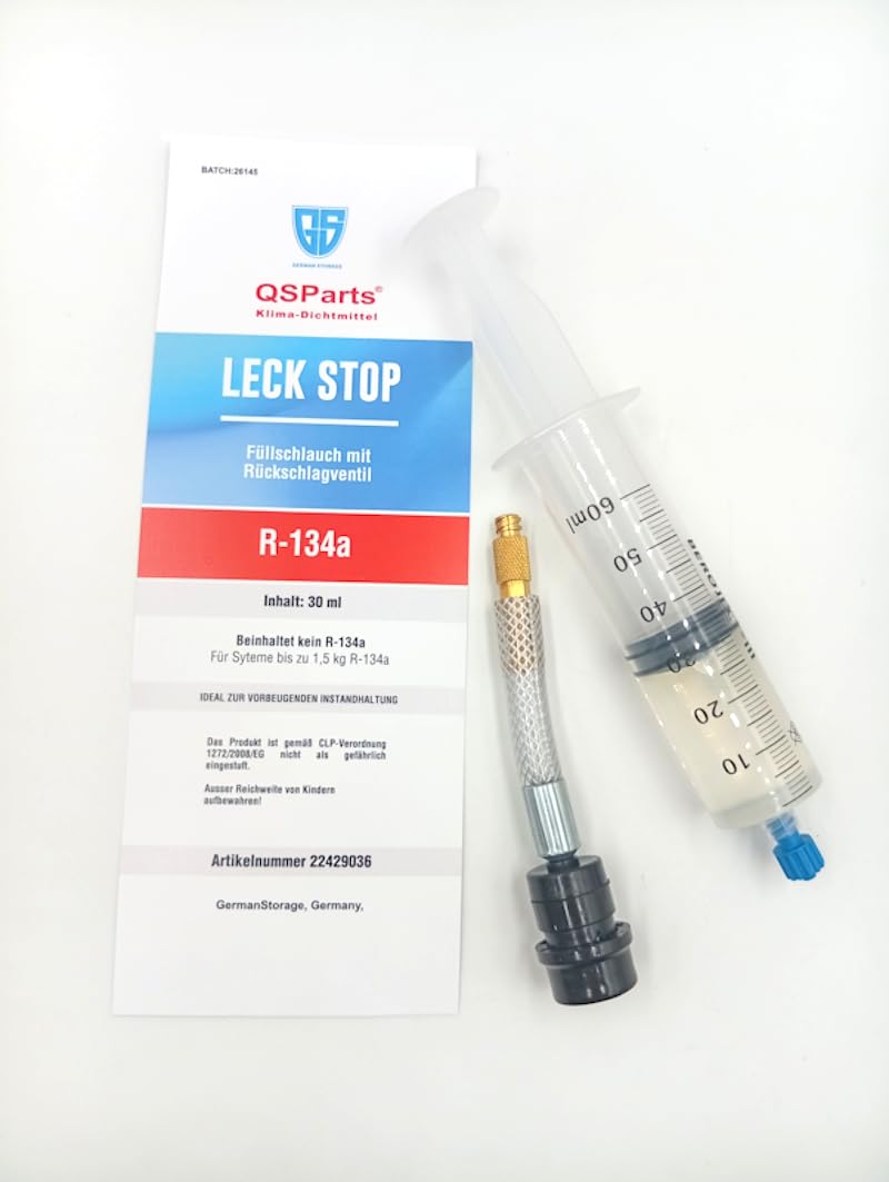 Klima Dichtmittel Klimaanlage Kfz Leckstopp R134a 30ml mit Füllschlauch + Adapter