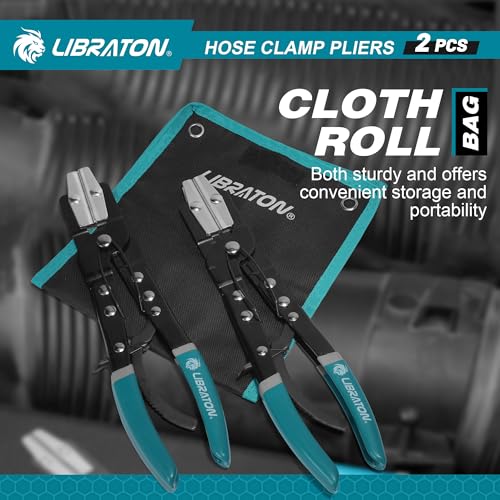 Image of LIBRATON Ratcheting Hose Pinch Pliers, 2PCS Hose Clamp Pliers Set, 12Inch Hose Pinch Off Pliers, Hose Pliers, Radiator Hose Clamp Pliers, Fuel Line Pliers, Pinch Off Pliers for Coolant, Automotive