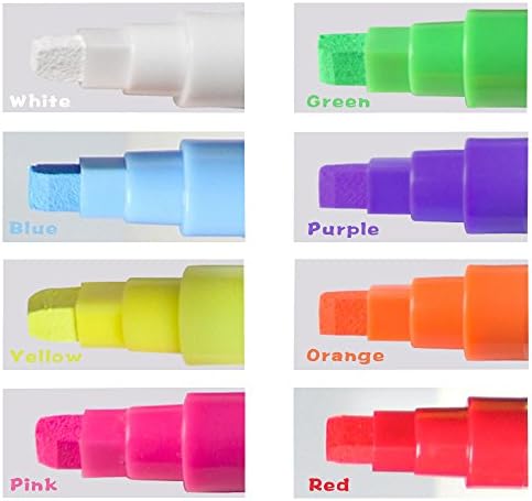 SUPERIORFE Non-Toxic Liquid Chalk Markers, New Design Polygon Tips, 8 Assorted Neon Colors Water Based Paint Pens - Erasable, Dustless, Odorless(6.5 mm)