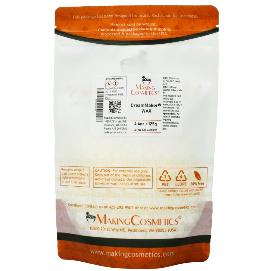 MakingCosmetics - CreamMaker® WAX - Solid Emulsifier for Skin and Hair Care - 4.4oz / 125g