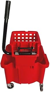 Genuine Joe GJO18800 Plastic Mop Bucket/Wringer Combo, 6.50 Gallon Capacity, Red