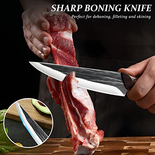 Zeng Butcher Knife Boning Knife With Sheath Viking Knife For Meat Cutting With Sharp Blade Wooden Handle Meat Knife Cleaver Fruits Knife Fillet Knife Kitchen Chef Knife For Home Kitchen And Restaurant #TOP3