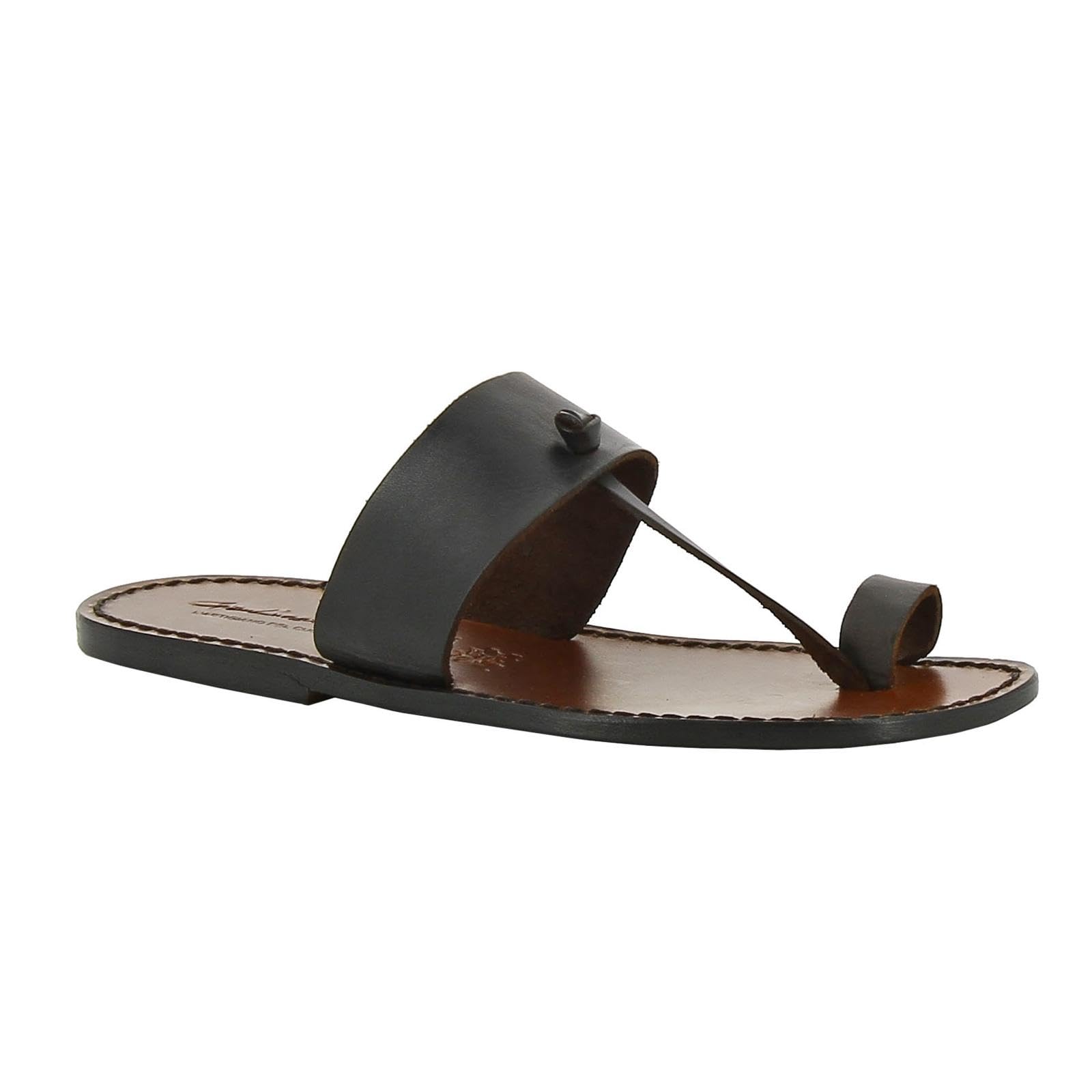 Ciabatte Infradito da Uomo in Pelle Color Cuoio Fatte a Mano - Colors: Nero, Testa di Moro, Cuoio - Codice Modello: 554-U-CUOIO
