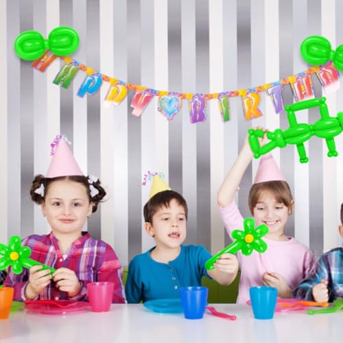 Image of LXZFCRG 260 Balloons Green Long Balloons for Balloon Animals, Thickening Long Skinny Latex Twisting Balloon for Balloon Garland Halloween Party Suppies Birthday Wedding (Green)
