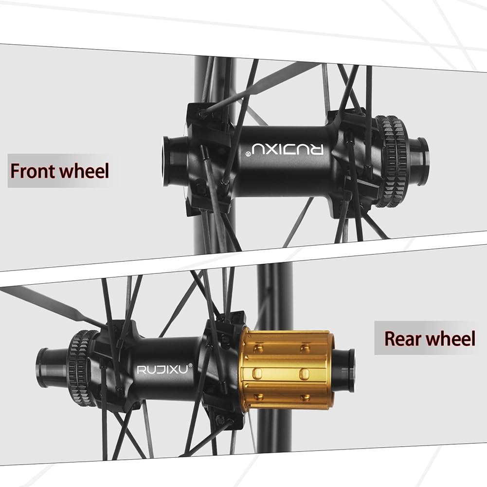 50mm Carbon Spoke Wheelset Cycling Wheel 700c Road Bike Wheels Support 8/9/10/11/12 Speed Center-Lock Disc Brake 23-45c Clincher & Tubeless,Thru-Axle, 36T Ratchet