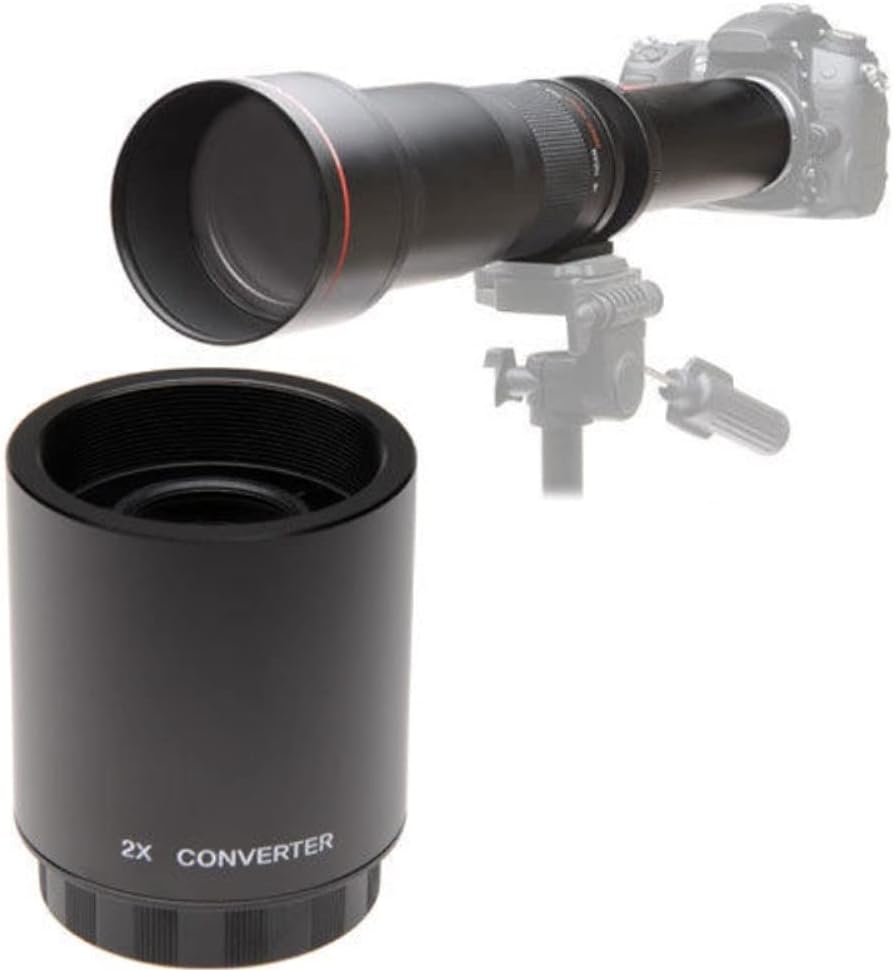 JINTU 2X Converter Lens Teleconverter for SLR & Digital Lenses with T Mount Lens