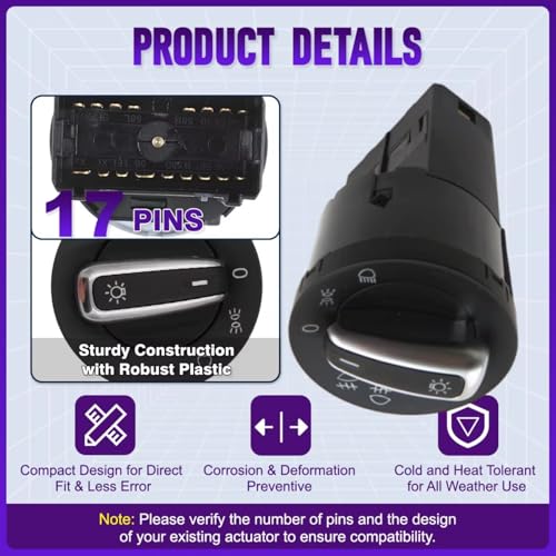 Botón del faro 3BD941531 compatible con VW Passat B5 y Beetle 3