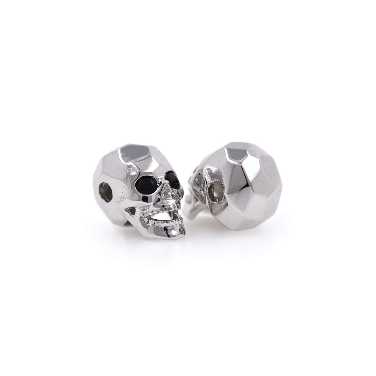 Charms Skull Head Beads for Men Original Bracelet DIY Jewelry Making 8x13mm (10Pcs, Silver)