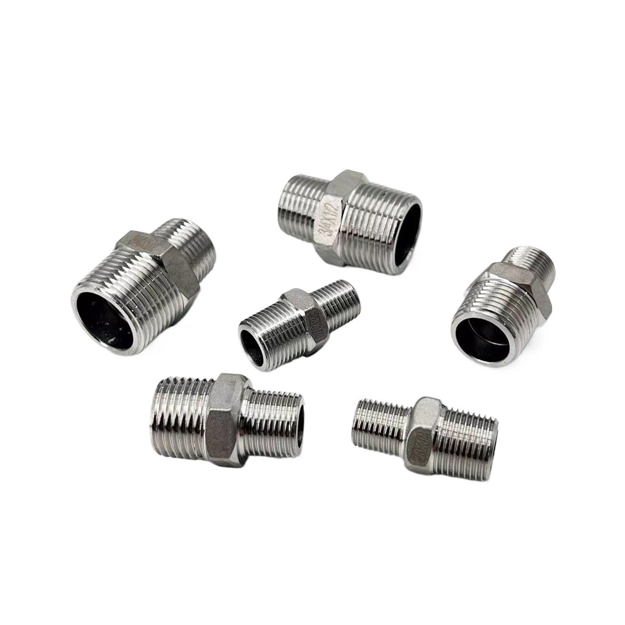 Raccord hexagonal réducteur mâle-mâle en acier inoxydable 304, douille hexagonale, adaptateur 3/8" 1/4", kit de raccord tuyau fileté(4")