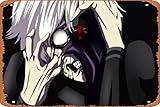 Mask, Kakuja (Tokyo Ghoul), Anime, Smile, Tokyo Ghoul, Boy, White Hair, Ken Kaneki, White Eyes Metal Tin Sign Vintage Decor Tin Sign Vintage Posters Coffee Bar Sign Decor 12x8 Inch