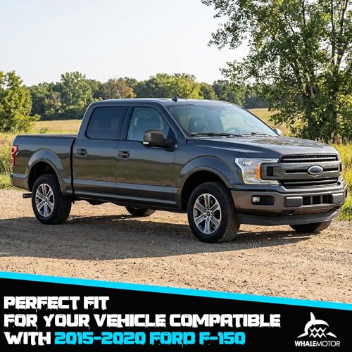 WHALEMOTOR Power Heated Tow Mirrors Compatible with 2015 2016 2017 2018 2019 2020 Ford F150, Trailer Towing Side Mirrors w/LED Turn Signal & Ambient Temp Sensor(for 2019+), Carbon Fiber Grey Housing by WHALEMOTOR - Image 2