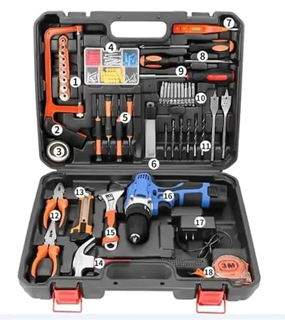 RIMPAL FASHION 12V Cordless Drill Set Combo Kit,112 Pcs Tool Kit for Home,Tool Sets for Men, Basic Tool Kit with Power Drill, with Drill for Garden Office Home Repair Screwdriver (Screwdriver Sets-2)