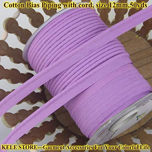 Vovolo Premium Quality 50Yards Crafts Maxi Piping Trim, 1/2" Inches Wide Single Fold Bias Tape, Welting Cord, Cotton Polyester Mixed For Sewing, Trimming, Upholstery (23- Light Palevioletred) #TOP2