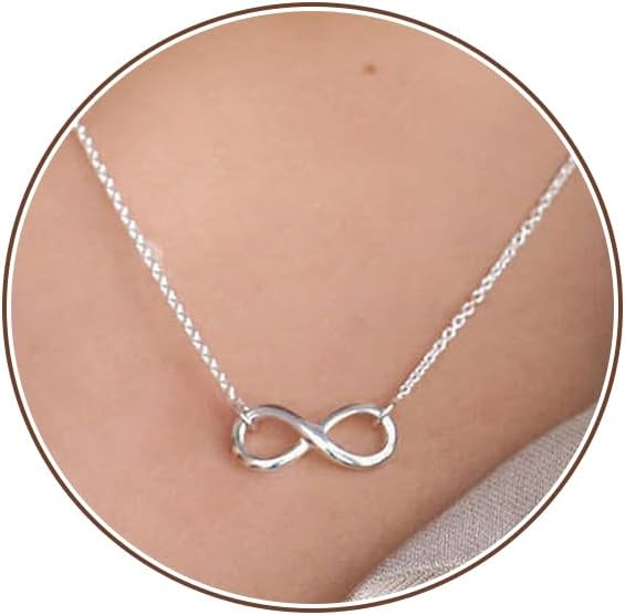 Silver Necklace for Women, 14K White Gold Plated Dainty Infinity Bead Star of David Starfish Sun Hummingbird Butterfly Flower Palm Tree Plane Sunflower Pendant Necklaces Simple Jewelry