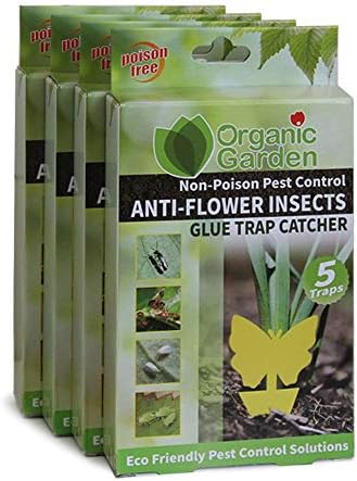 Houseplant Insect Trap, Dual-Sided Yellow Sticky Traps for Fungus gnats, White Flies, aphids and Other pest Control, Eco Friendly, Non Toxic Glue (4 Pack, 20 Traps)