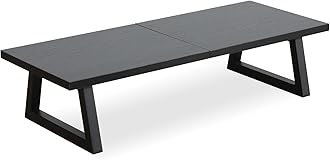 TEAMIX 24 inch Monitor Stand Riser, Black Wood & Steel Computer Monitor Stand with Storage, Laptop, PC, Printer Stand Riser for Desktop Office Desk Organizers