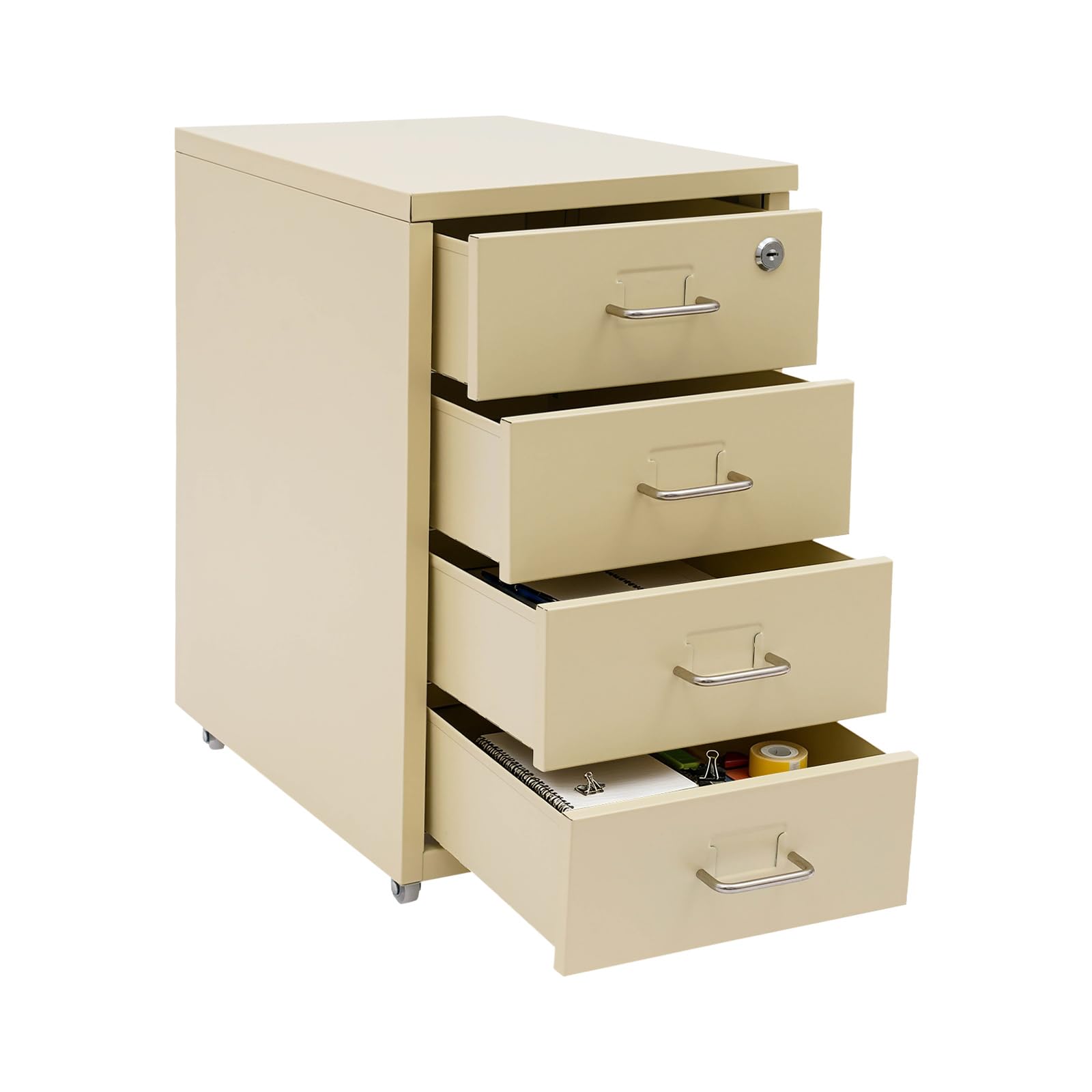 4 Drawer File Cabinet with Lock Steel Mobile Filing Cabinet for Office Home