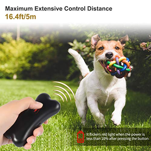 Petacc Anti Barking Device, Ultrasonic Dog Barking Control Deterrent for Dog Walking Training Outdoor, 16ft Control Range Rechargeable Bark Stopper with LED Light (Black)