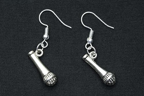Boucles d'oreille micro argenté Miniblings faites main au design microphone unique