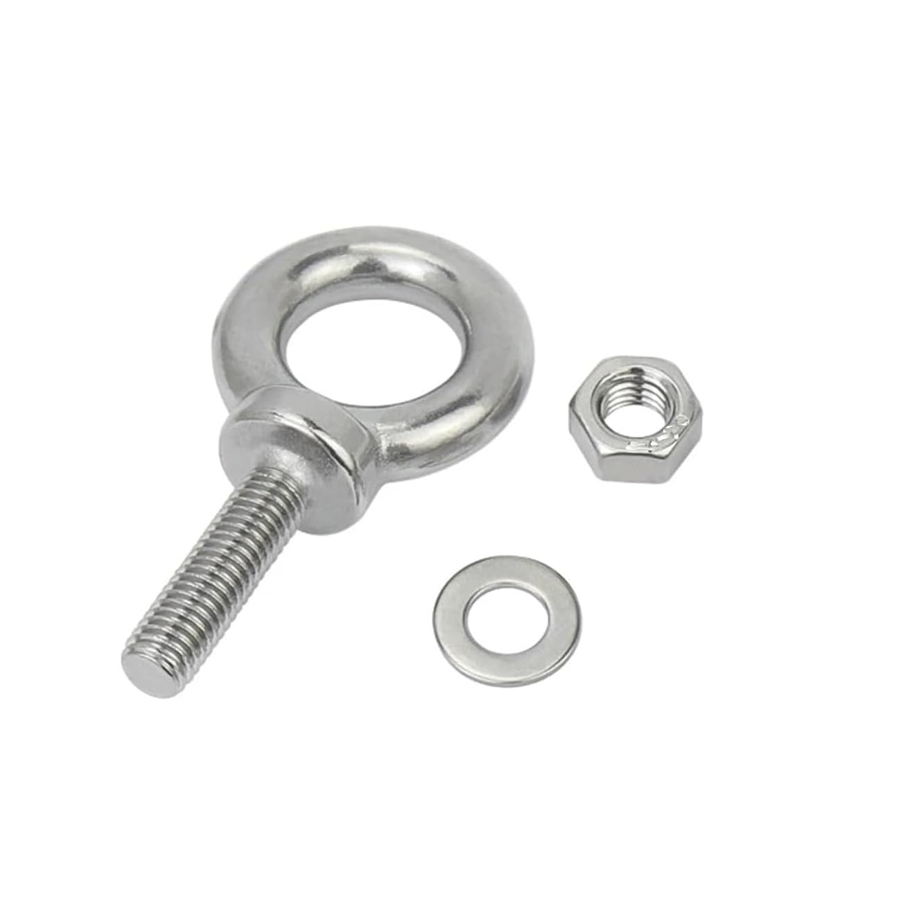 2x M8 x 100mm Lifting Long Eye Bolt Longshank with Full Nuts and Washer Stainless Steel Marine Grade Lifting Ring Eye Bolts Male Thread for Lifting Binding Equipment