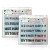 Press On Lashes Self Adhesive Lash Extensions Glue Free False Eyelashes 10-16mm Natural Look Individual Clusters, No Glue Needed Reusable Lashes for Daily & Party(S model)