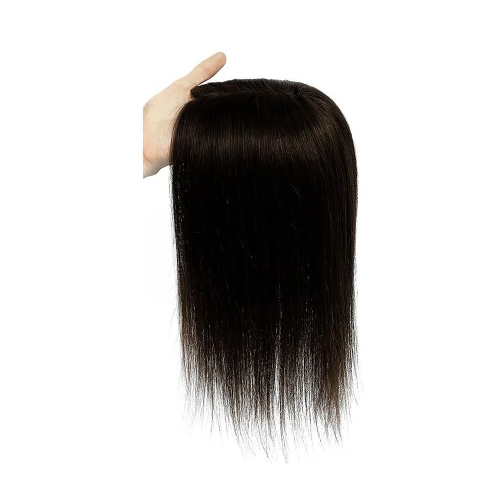 Toppers per capelli umani per donne con frangetta, base traspirante 12 x 13 cm con 3 clip antiscivolo per capelli radi, 10 pollici