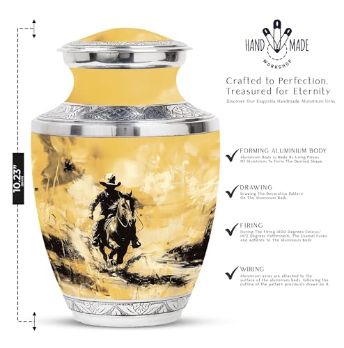 Image of Cowboy Urn - Urn for Ashes for Women - Ashes Urn Adult - Ash Urns for Humans - Urn for Ashes Adult Male (10 inch Pack of 1)