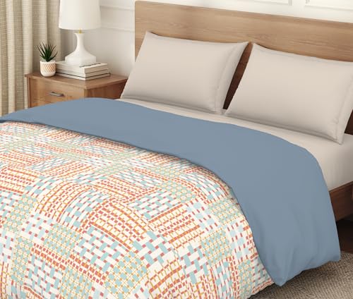 Image of Welspun Arlo Double Bed Quilt Comforter, 2-in-1 Reversible, Lightweight AC Quilt Blanket, Soft Breathable Microfiber for All Seasons & Winter Use, 200x200 cm Double Bed Quilt, Coral Almond