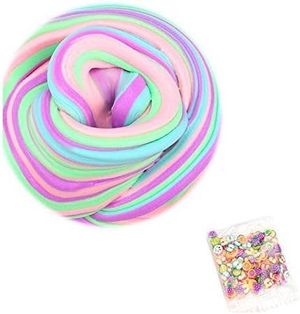 Unicorn Fluffy Slime, Fluffy Floam 7 OZ Slime with Free Bonus Slices, Super Soft and Non-Sticky Stress Relief Toy Scented Sludge Toy for Kids and Adults,ASTM Certified, 4 Colors (Slime)