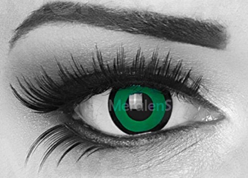 MeralenS Crazy Fun - Lentillas de color negro y verde Perfecto para Halloween, carnaval,...