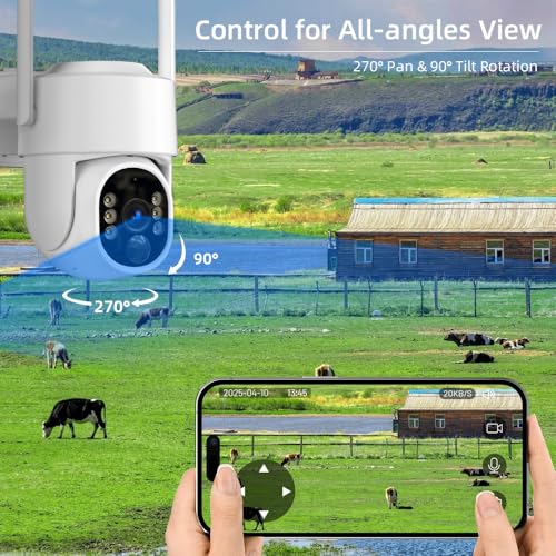 Solar Security Cameras Wireless Outdoor, 2.4GHz 5G WiFi Cameras for Home Security Battery Powered, 2K 360° PTZ Solar Outdoor Camera, Color Night Vision, AI Human Detection 2 Way Talk, SD/Cloud Storage - Image 7