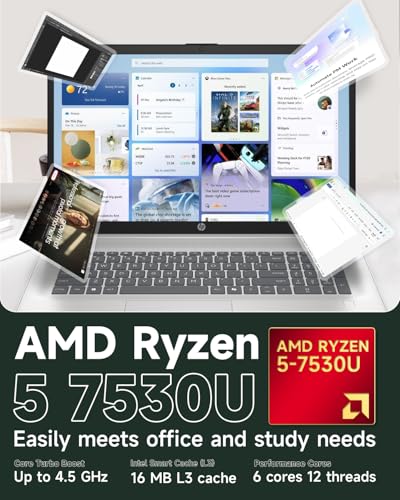 Image of HP 17 Touchscreen Laptop, 17.3 inch HD+ Anti-Glare Display, AMD Ryzen 5 7530U, AMD Radeon Graphics, 32GB RAM, 1TB, Numeric Keypad, w /Accessories Windows 11 Pro Computer for Business & Students