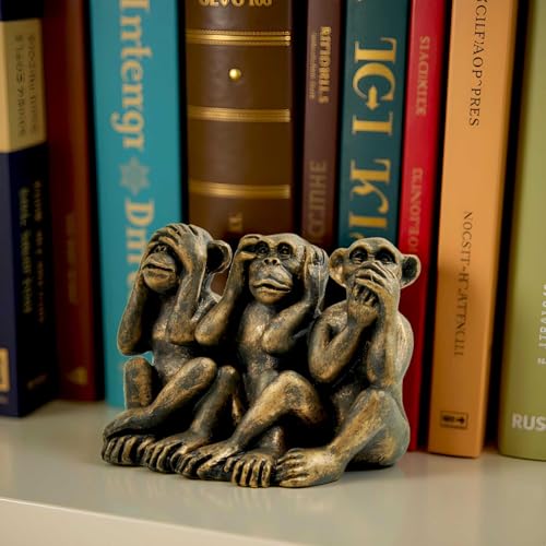 Estatua 3 Monos Sabios de Resina con Acabado Bronce miniatura 3