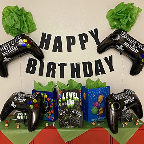 Image of 5 Pieces Video Game Party Balloons, Giant Video Game Controller Mylar Foil Balloons Game on Balloons for Kids Boys Gaming Theme Birthday Party Video Game Baby Shower Decorations Supplies