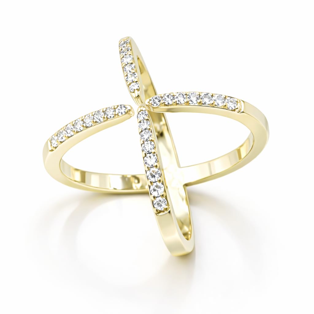 Gold Plated Anti-Tarnish Statement Trendy Dailywear Designer X Shaped Vanki Ring for Women & Girls | Adjustable Free Size Fashion Jewellery | Elegant Statement X Finger Ring-image-40