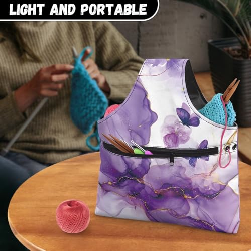 Image of ZUXONGSY Butterfly Yarn Tote Yarn Organizers and Storage for Women Portable Knitting Yarn Storage Bag Organizer Large Knitting Accessories Crochet Organizers and Storage