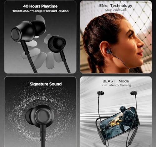 Image of XIAWAO Neckband for Rockerz 111 with 40H Playtime, Comfortable Fit, Noise Reduction Mic, Deep Bass Stereo Sound & Dual Pairing Technology (Black)