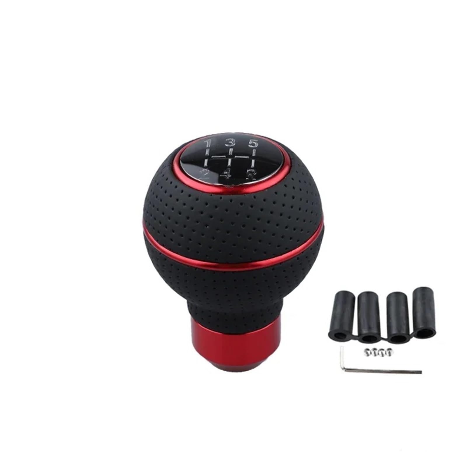 Jxewmtmc Red 5 Speed Shift Knob Gear Stick Leather Shifter Lever Shifting Transmission Gear Stick Shift Cover(Red)