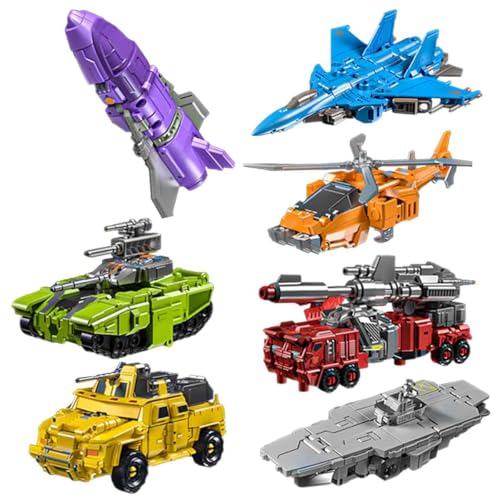 Juguetes de Robot transformables 7 en 1 de 29 cm, Figuras de acción Modelo combinador deformable Barco Jet Tanque, helicóptero, camión, Cohete y Coche