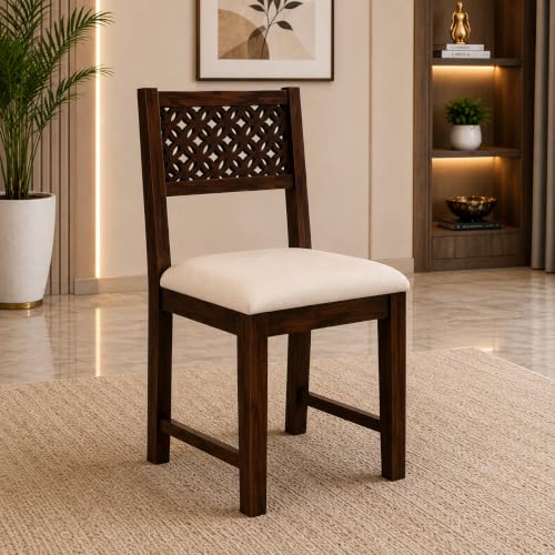 Image of Sheesham Wood 4 Seater Dining Table Set for Living Room Walnut Finish Solid Wood Dining Table Set with 4 Chairs Furniture for Home
