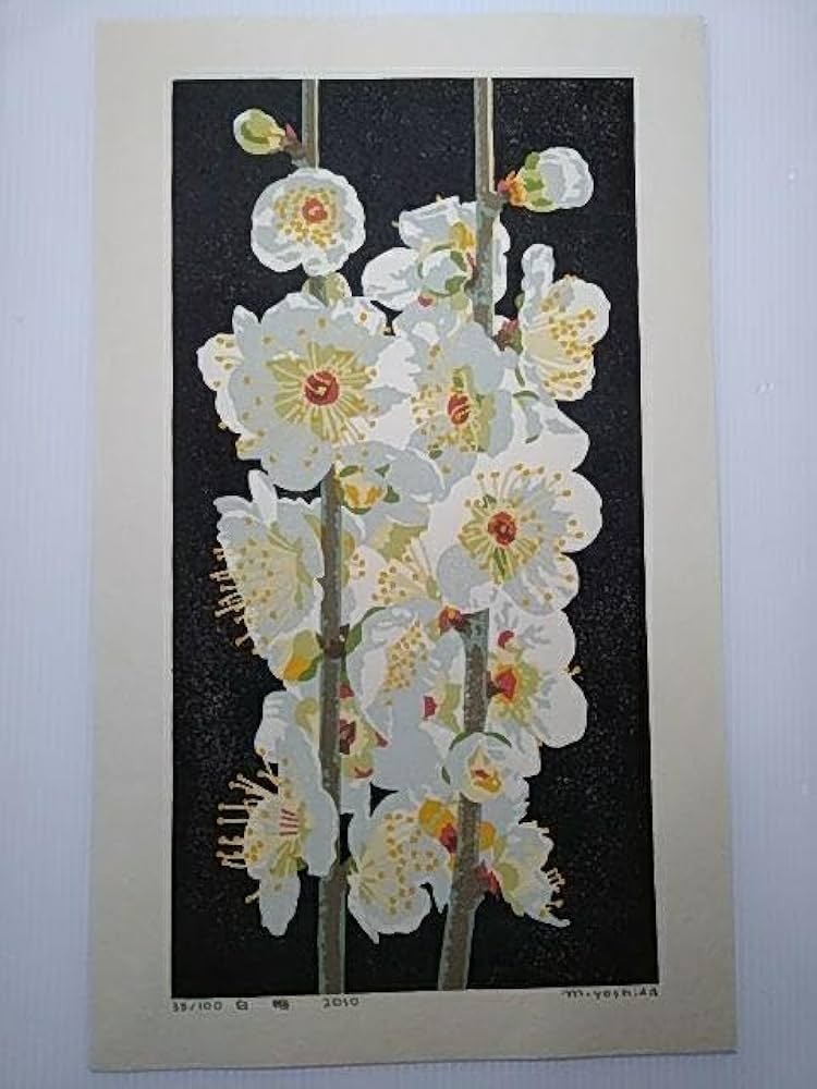 吉田正樹 木版画＊多色刷★百花譜シリーズ　専用 Amazon.co.jp: 吉田正樹 木版画＊多色刷百花譜シリーズ⑫白梅7 : おもちゃ
