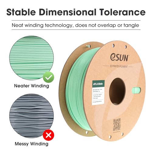 Image of eSUN Matte PLA Filament 1.75mm, Matte 3D Printer PLA Filament, 1KG Spool 3D Printing Filament for 3D Printers, Paper Reel, Mint Green