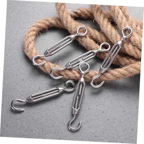 5 piezas de tensores de acero inoxidable para cables con gancho para sombra, cerca, tienda y tensión de cables al aire libre miniatura 4