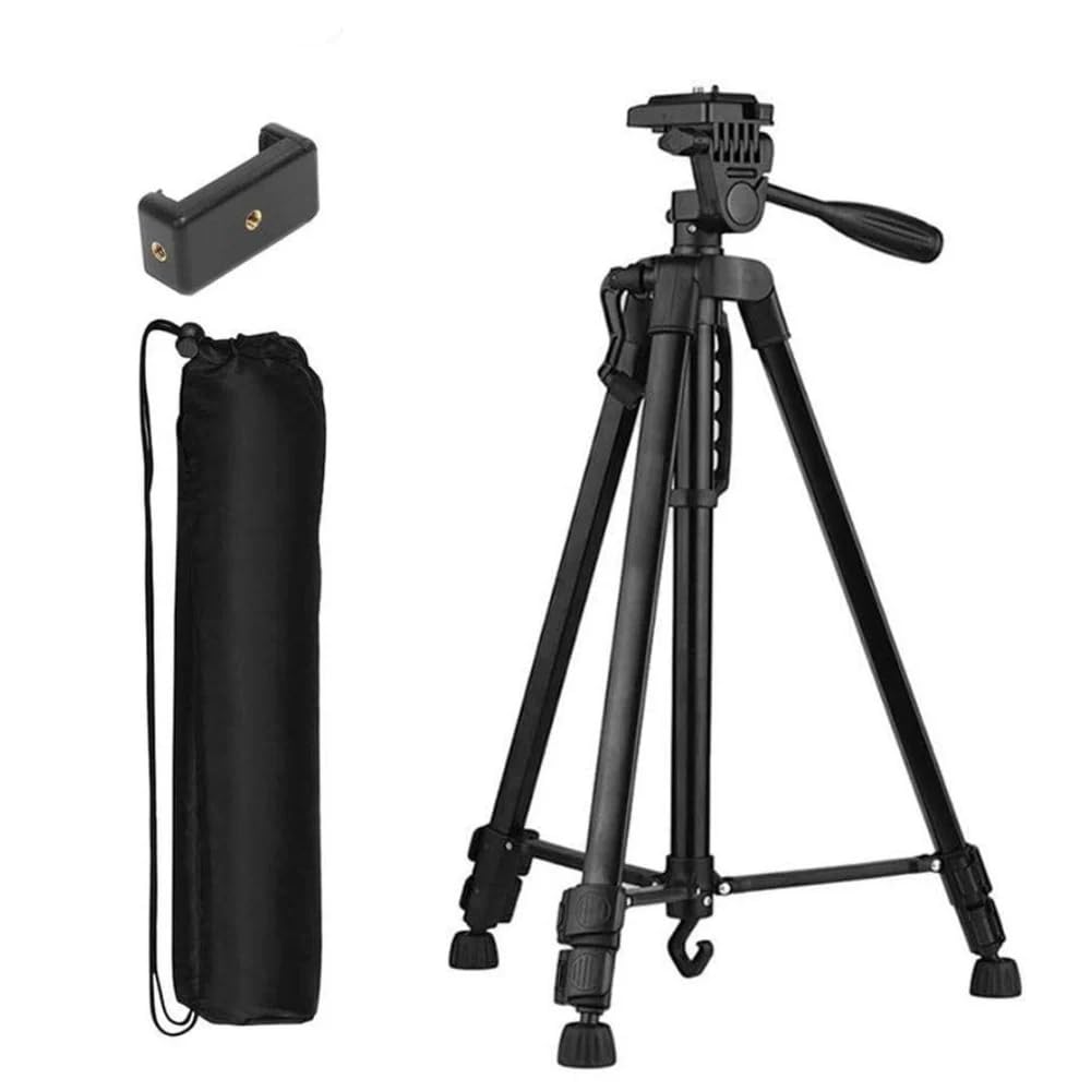Dyazo 3366 Height Adjustable Aluminum Alloy Tripod Compatible with All Smart Phones, Camera, Go Pro Maximum Operating Height 4.5 ft Maximum Load Capacity up to 5kg (Black)