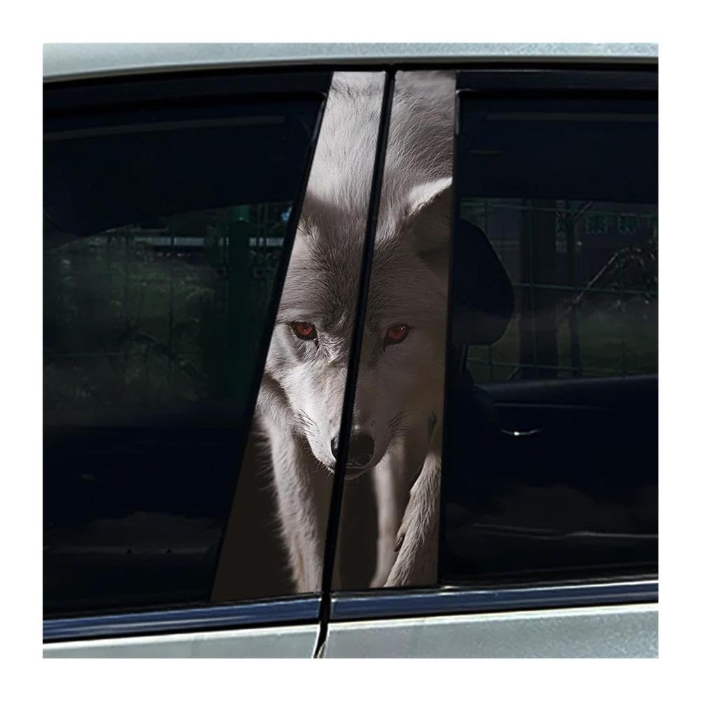 Decorative Items 2PCS Burning Wolf Fire Wolf Car B Pillar Waterproof Stickers DIY(H)