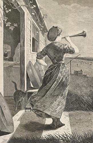 Affiche toile Winslow Homer la corne de dîner pour décoration de salon