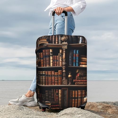 Luggage Cover Elastic Washable Suitcase Cover Dustproof Suitcase Protector Personalized Books On The Bookshelf Travel Luggage Baggage Covers For 18-32 Inch, X-Large, Black2