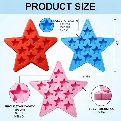 Set de 3 cubiteras estrella para hielo color rosa rojo azul miniatura 2